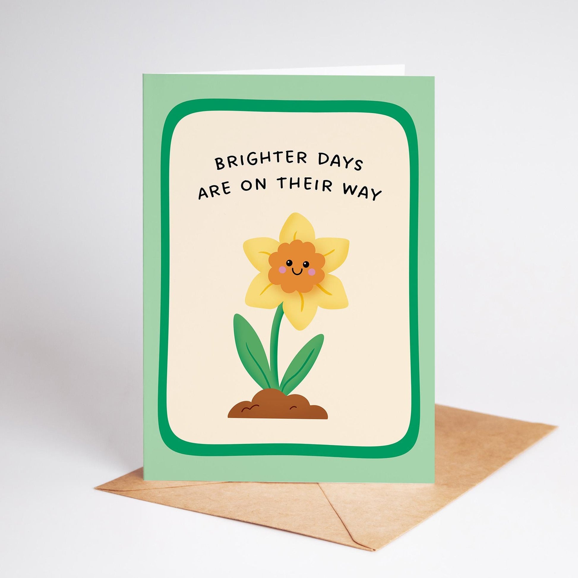 Thinking Of You Card, Brighter Days Are On Their Way Daffodil Card, Uplifting Card for Friend - PulpKo