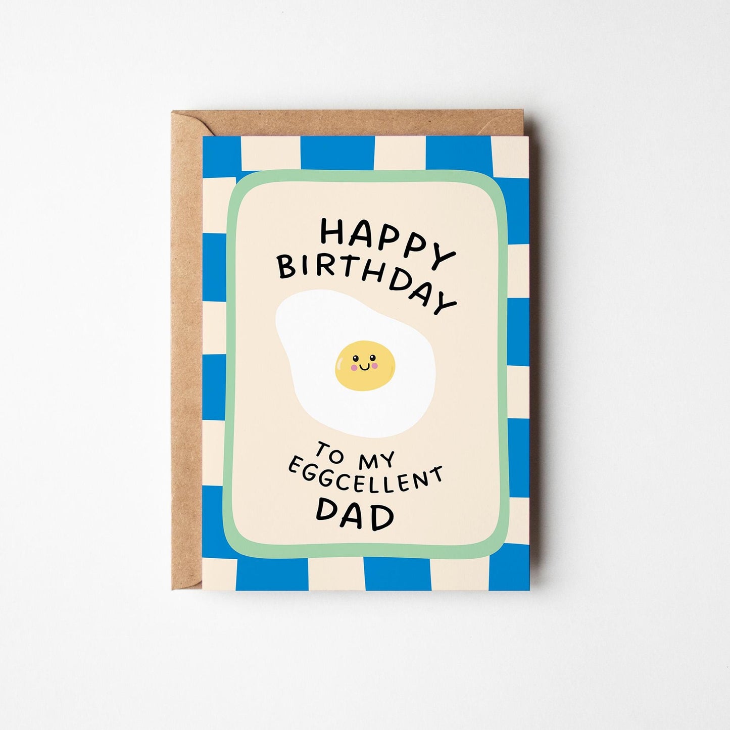 Eggcellent Dad Birthday Card, Funny Egg Pun Card for Dad, Illustrated Birthday Gift for Him - PulpKo
