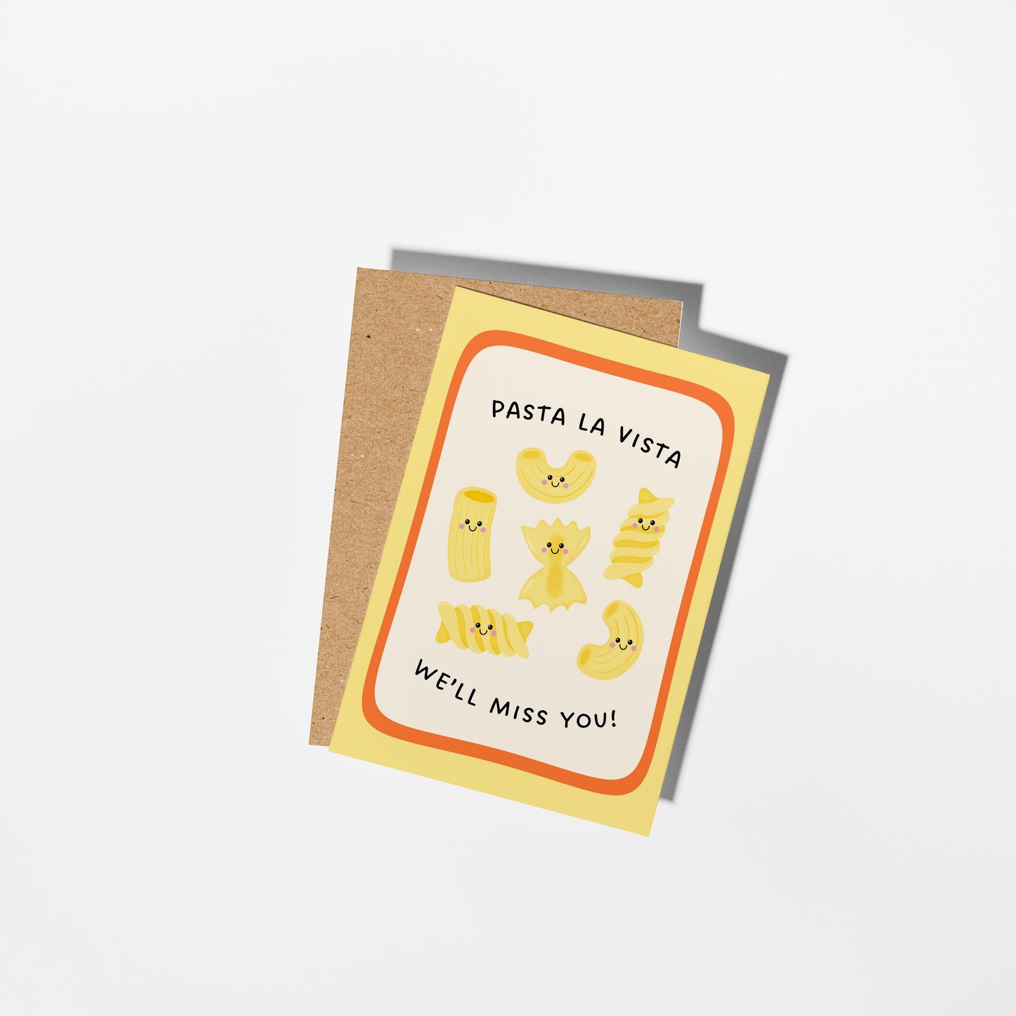 Pasta La Vista Leaving Card, We'll Miss You Illustrated Card, Funny Farewell Card - PulpKo