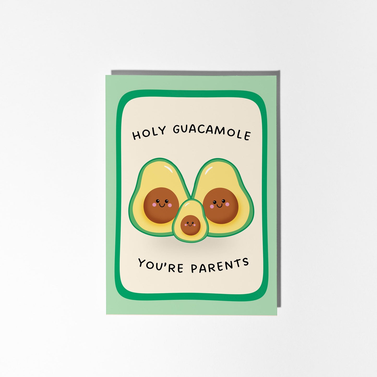 New Baby Card, Holy Guacamole You’re Parents, Cute Avocado Pregnancy Congratulations Card - PulpKo