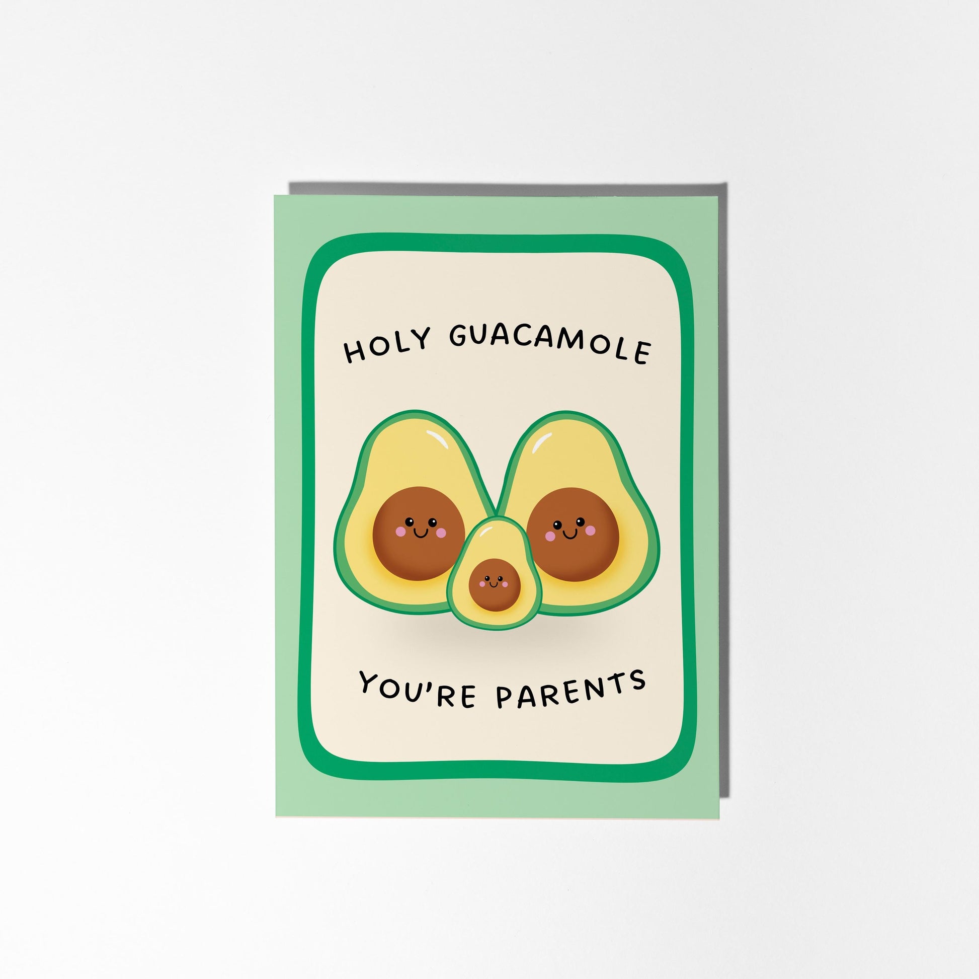 New Baby Card, Holy Guacamole You’re Parents, Cute Avocado Pregnancy Congratulations Card - PulpKo