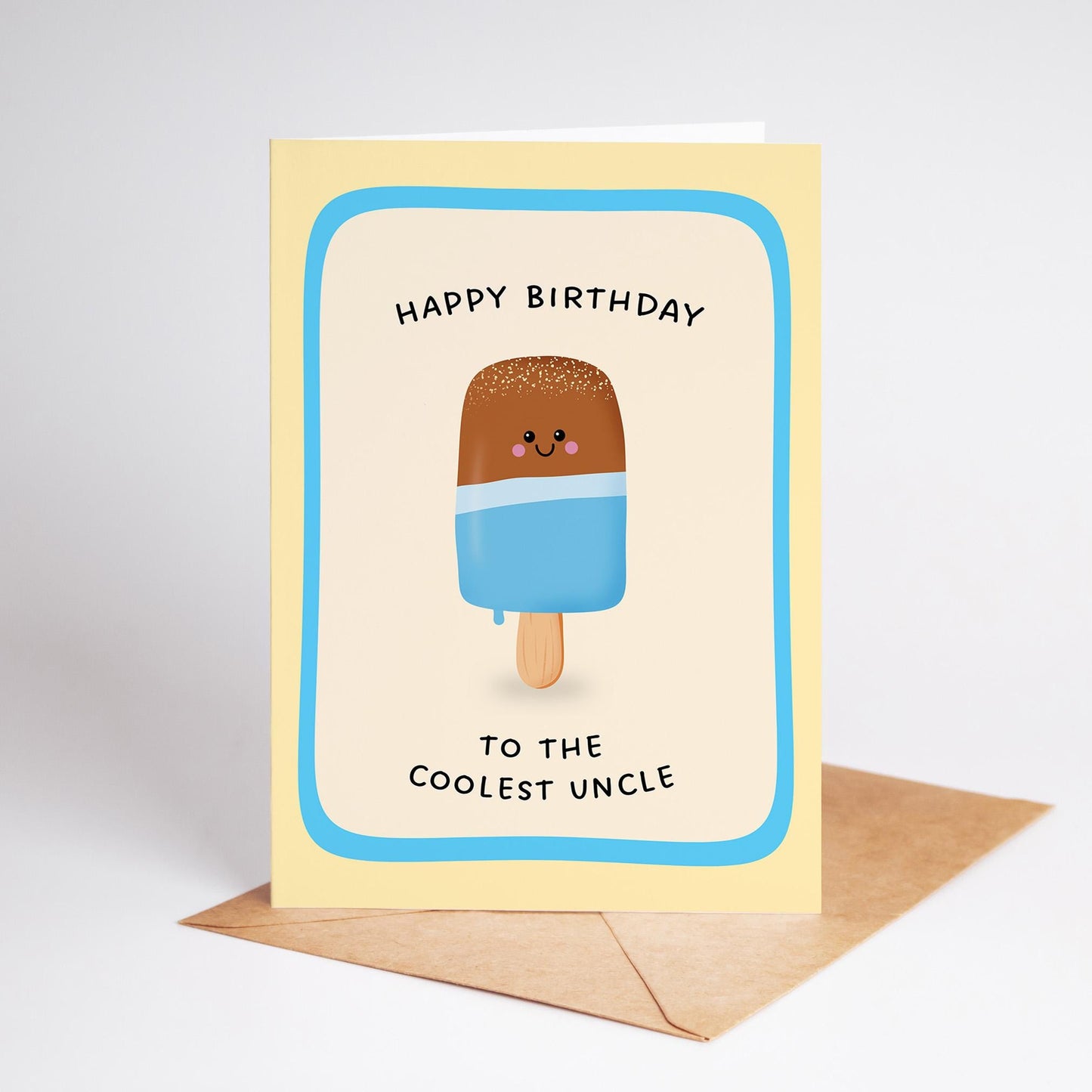 Happy Birthday To The Coolest Uncle Ice Pop Card, Cute Card for Uncle - PulpKo