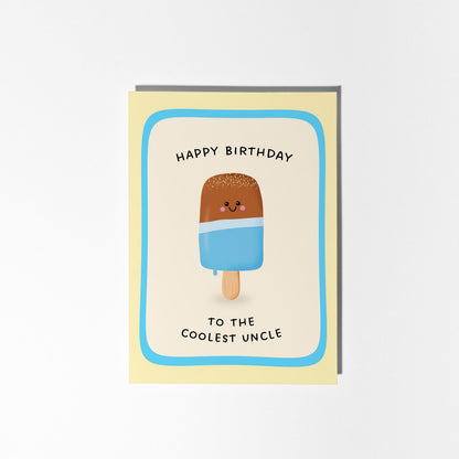 Happy Birthday To The Coolest Uncle Ice Pop Card, Cute Card for Uncle - PulpKo