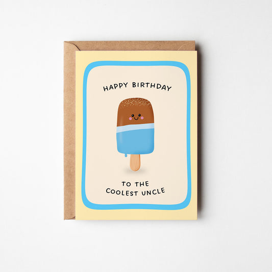 Happy Birthday To The Coolest Uncle Ice Pop Card, Cute Card for Uncle - PulpKo