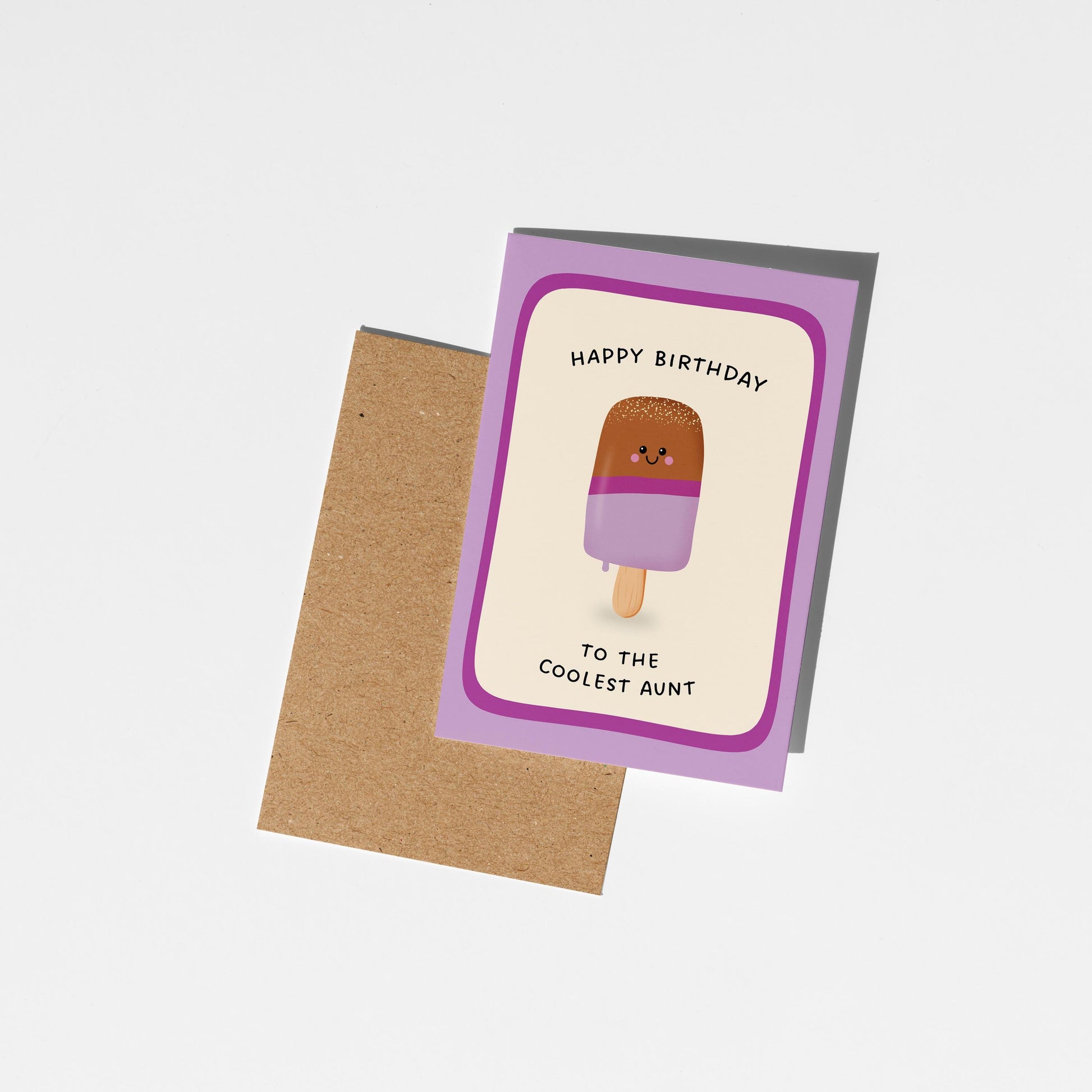 Happy Birthday To The Coolest Aunt Ice Pop Card, Cute Card for Auntie - PulpKo