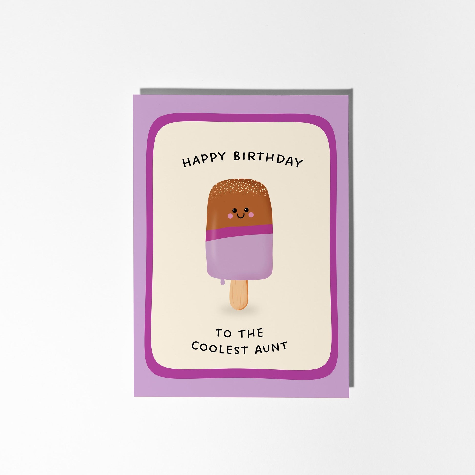 Happy Birthday To The Coolest Aunt Ice Pop Card, Cute Card for Auntie - PulpKo