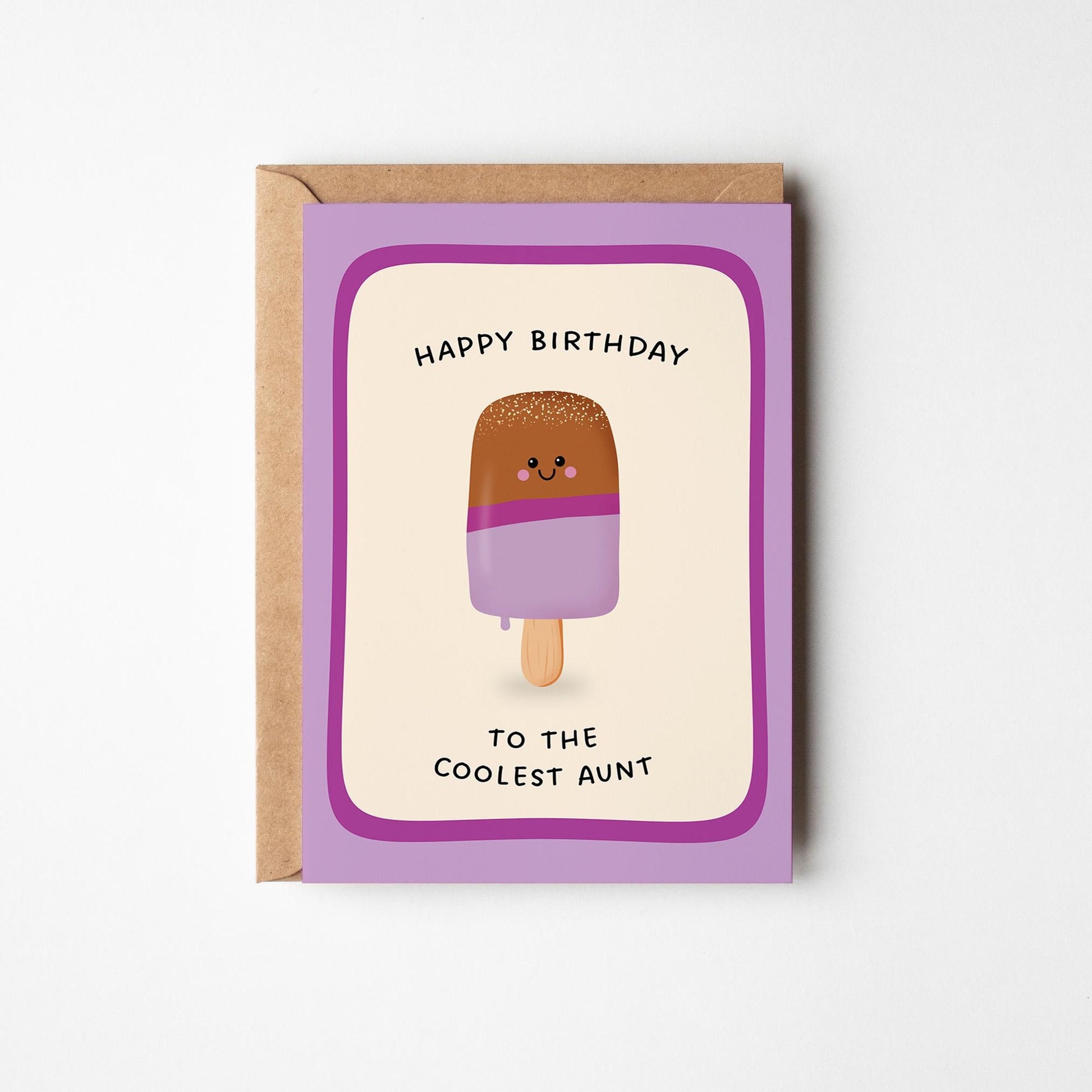 Happy Birthday To The Coolest Aunt Ice Pop Card, Cute Card for Auntie - PulpKo
