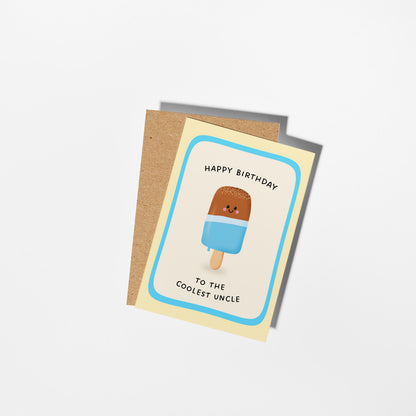 Happy Birthday To The Coolest Uncle Ice Pop Card, Cute Card for Uncle - PulpKo