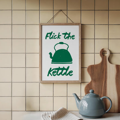 Flick The Kettle Wall Art Print, Hand Drawn Kitchen Wall Art - PulpKo