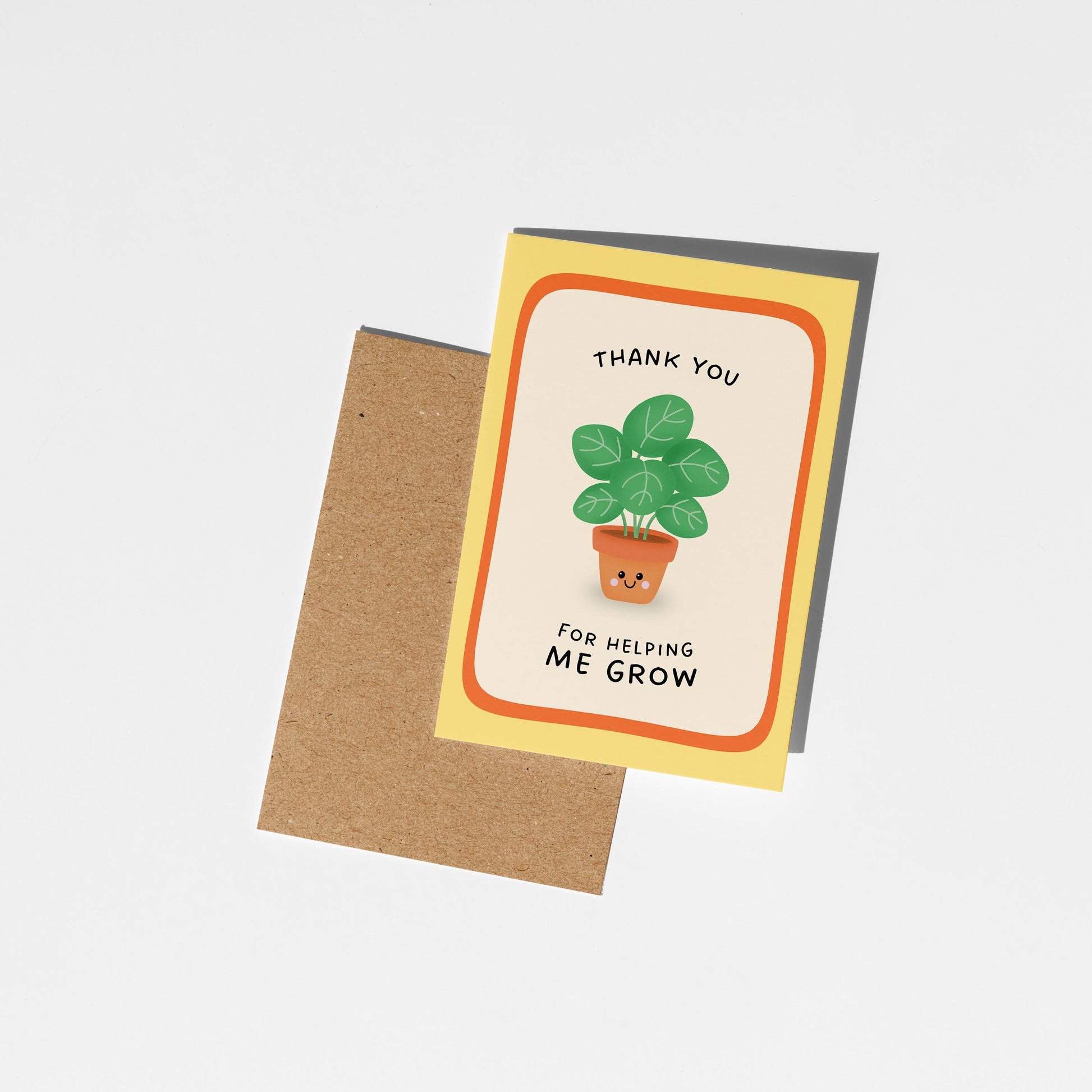 Thank You For Helping Me Grow Card, Thank You Card for Teacher, Mentor or Anyone Special - PulpKo