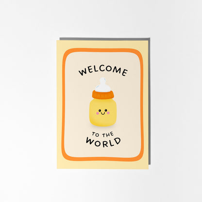 Welcome to the World Card, New Baby Greeting Card, Newborn Gift - PulpKo