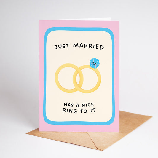 Just Married Card, Congratulations Wedding Card, Newlyweds Ring Card - PulpKo