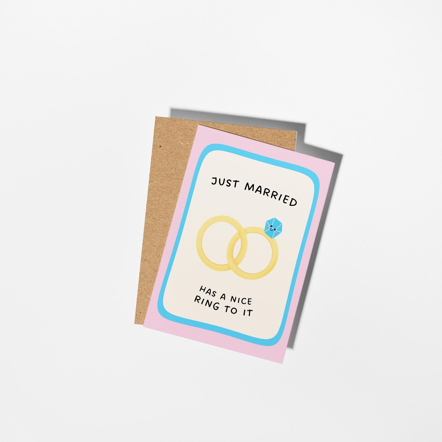 Just Married Card, Congratulations Wedding Card, Newlyweds Ring Card - PulpKo