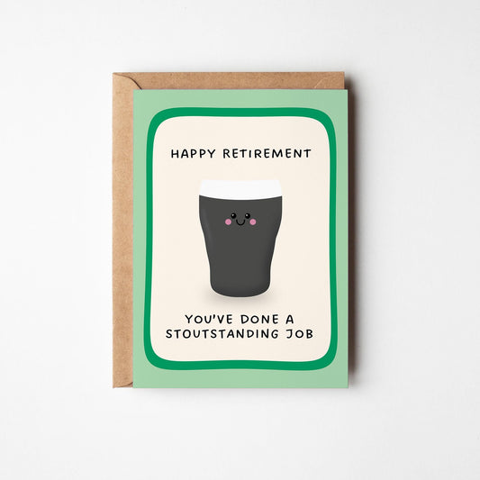 Retirement Congratulations Card, Funny Irish Card, Pint Retirement Card - PulpKo