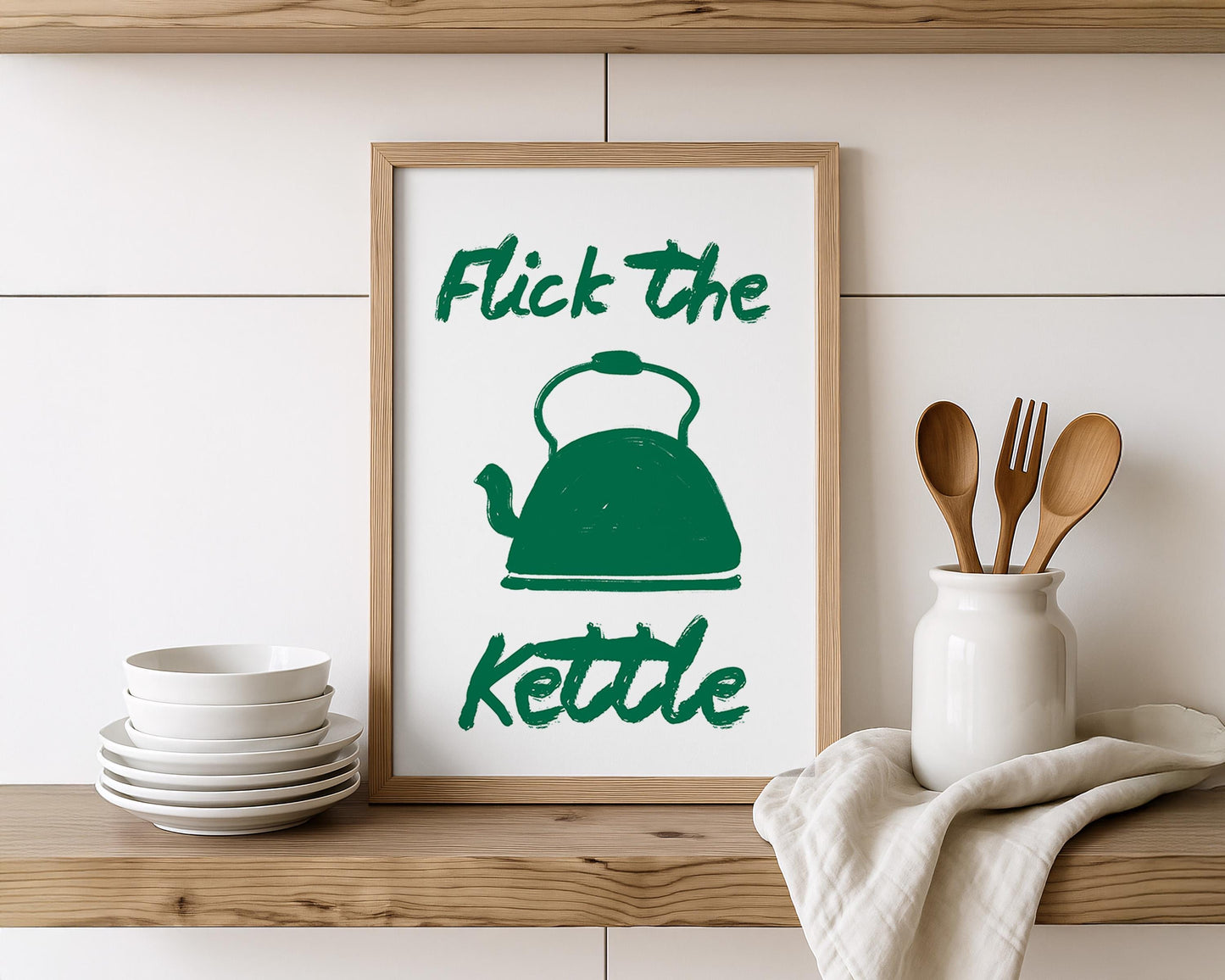 Flick The Kettle Wall Art Print, Hand Drawn Kitchen Wall Art - PulpKo