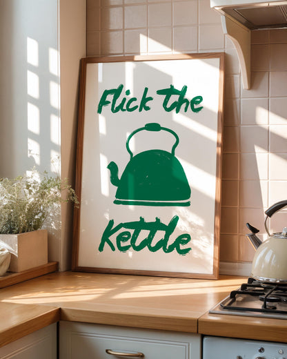 Flick The Kettle Wall Art Print, Hand Drawn Kitchen Wall Art - PulpKo
