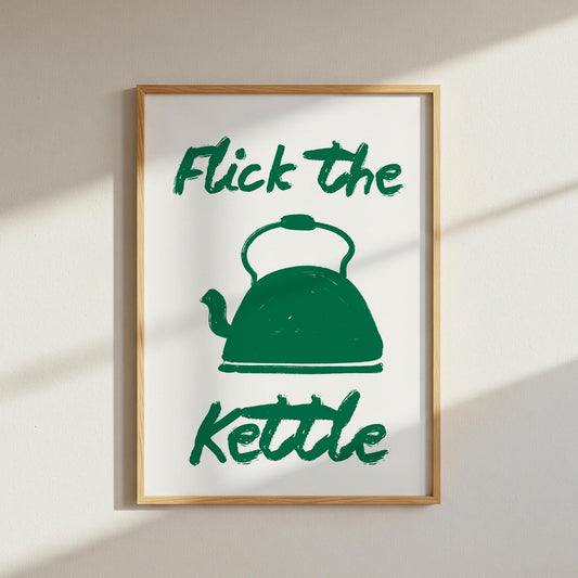 Flick The Kettle Wall Art Print, Hand Drawn Kitchen Wall Art - PulpKo