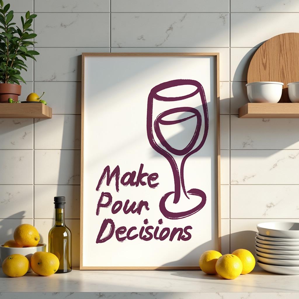 Make Pour Decisions Wall Art Print, Hand Drawn Kitchen Wall Art - PulpKo