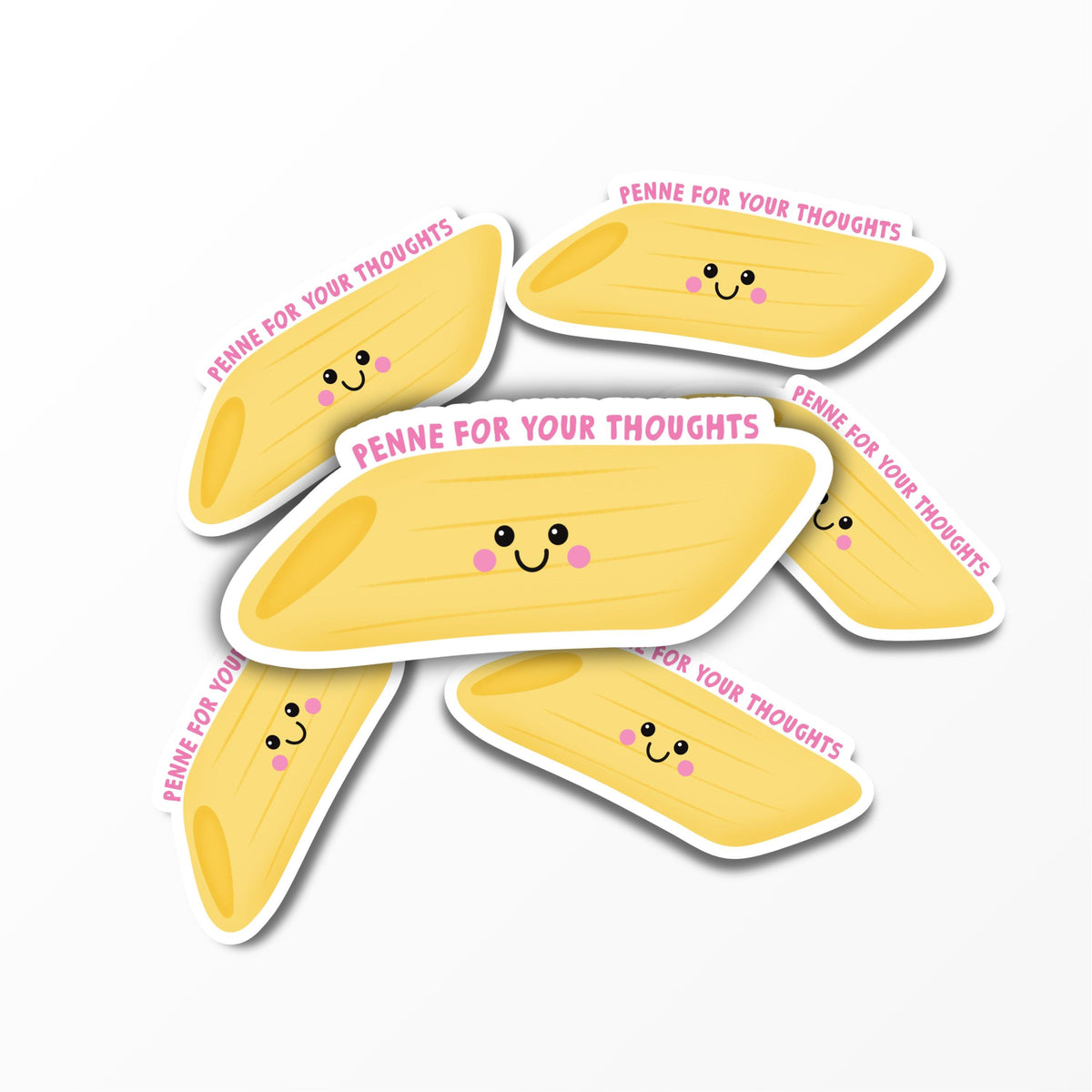 Penne For Your Thoughts Sticker, Funny Pasta Sticker, Food Pun Sticker - PulpKo
