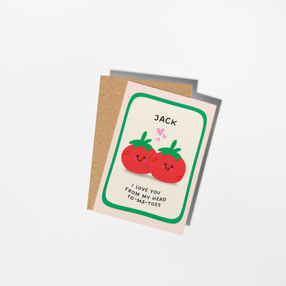 Personalised Love Card, Funny Anniversary Card, Tomato Pun Card - PulpKo