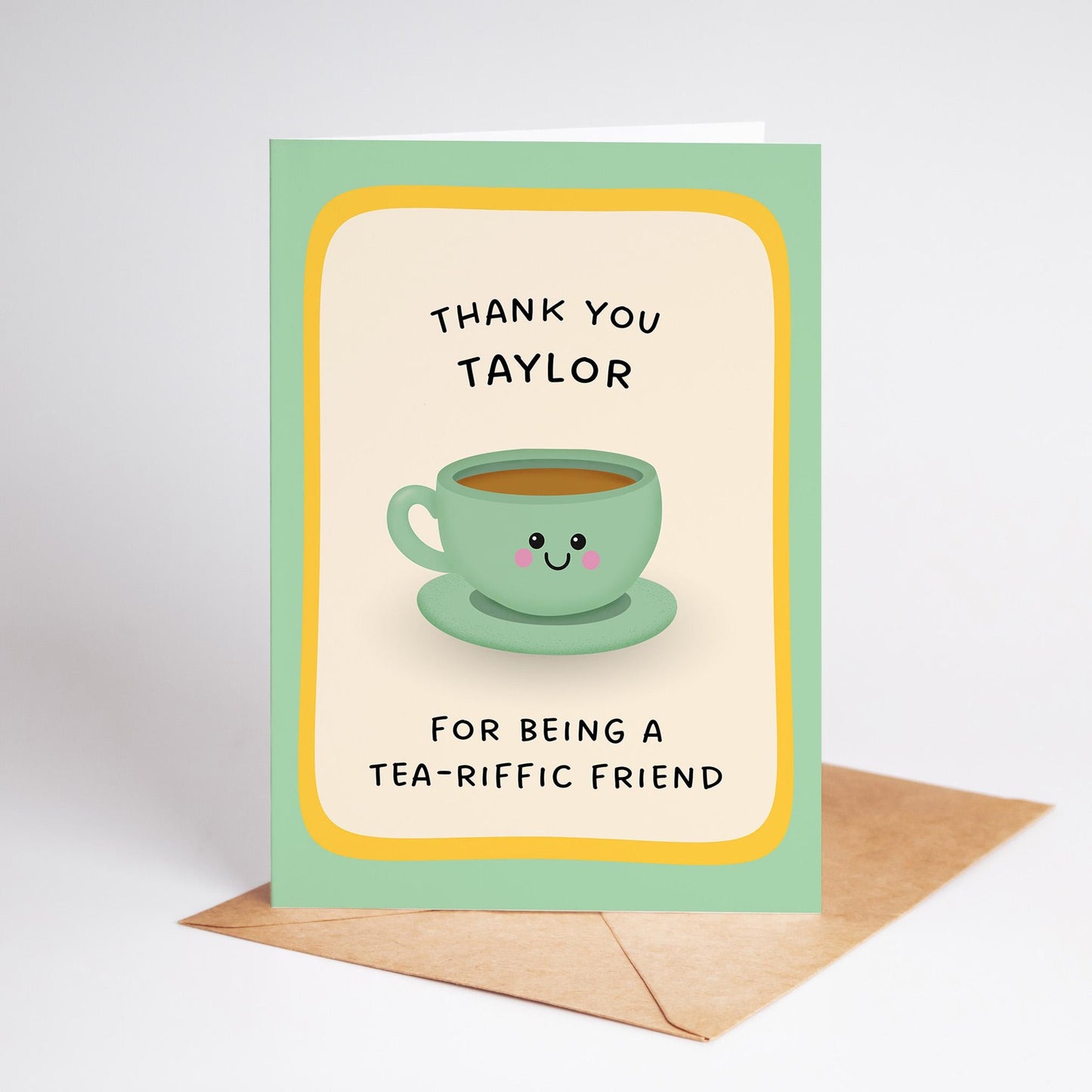 Personalised Thank You Card for Friend, Custom Tea Pun Thank You Card - PulpKo