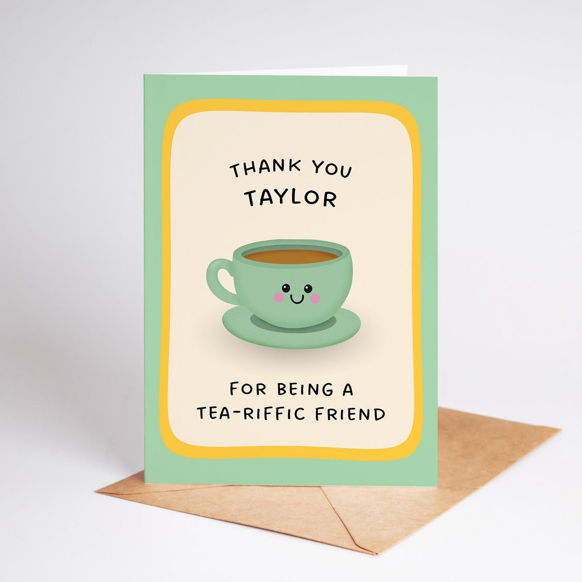 Personalised Thank You Card for Friend, Custom Tea Pun Thank You Card - PulpKo