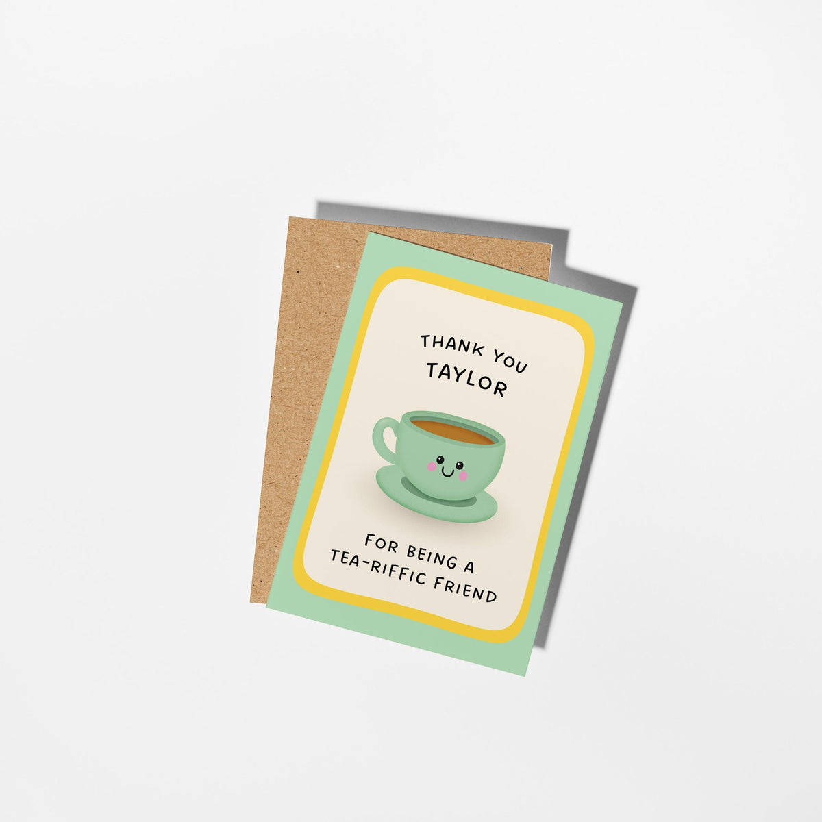 Personalised Thank You Card for Friend, Custom Tea Pun Thank You Card - PulpKo