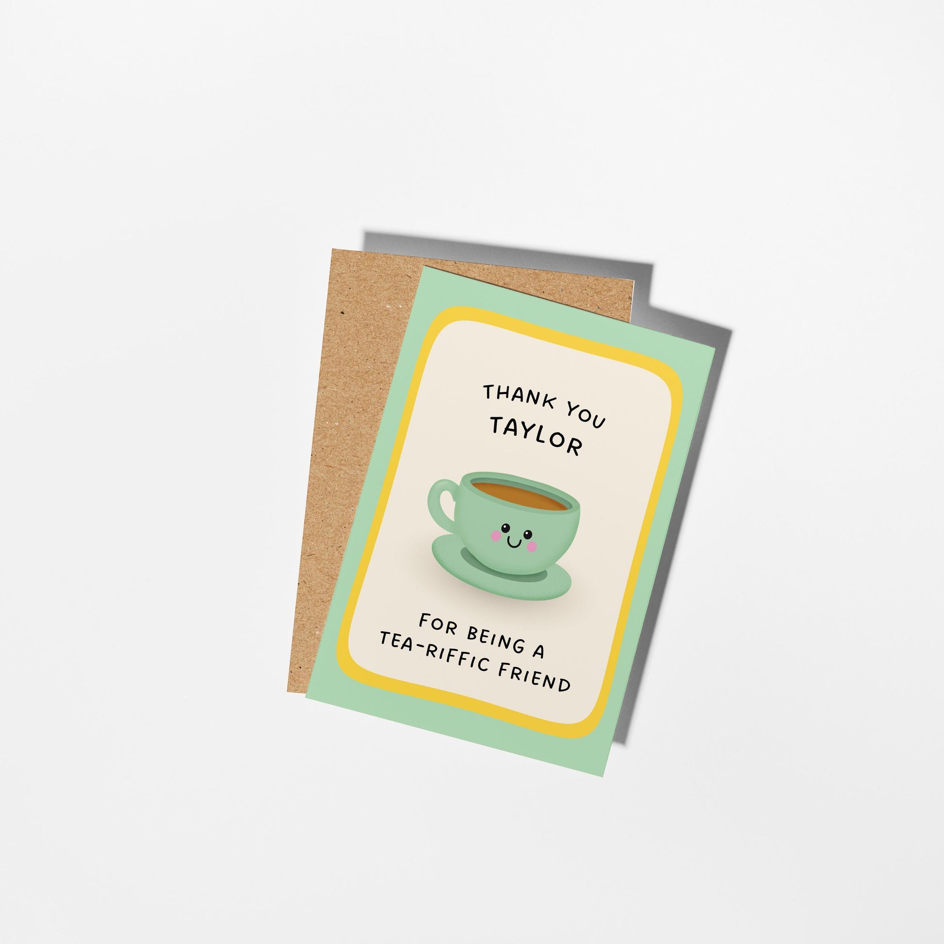 Personalised Thank You Card for Friend, Custom Tea Pun Thank You Card - PulpKo