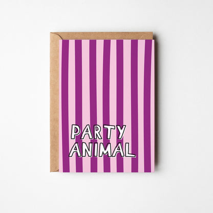 Party Animal Birthday Card, Funny Birthday Card, Happy Birthday Card - PulpKo