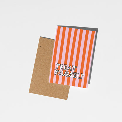 Treat Yourself Greeting Card, Motivational, Positive, Just Because, Fun Greeting Card - PulpKo