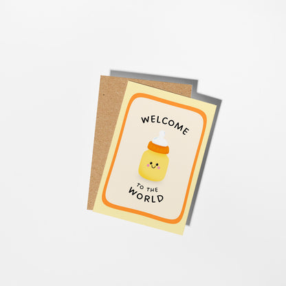 Welcome to the World Card, New Baby Greeting Card, Newborn Gift - PulpKo