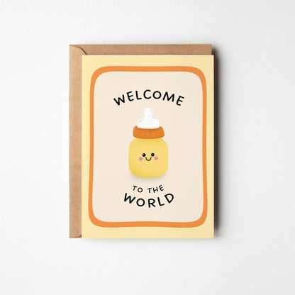 Welcome to the World Card, New Baby Greeting Card, Newborn Gift - PulpKo
