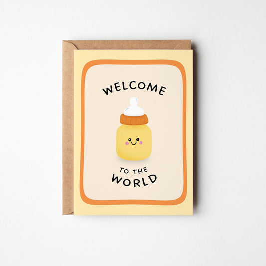 Welcome to the World Card, New Baby Greeting Card, Newborn Gift - PulpKo