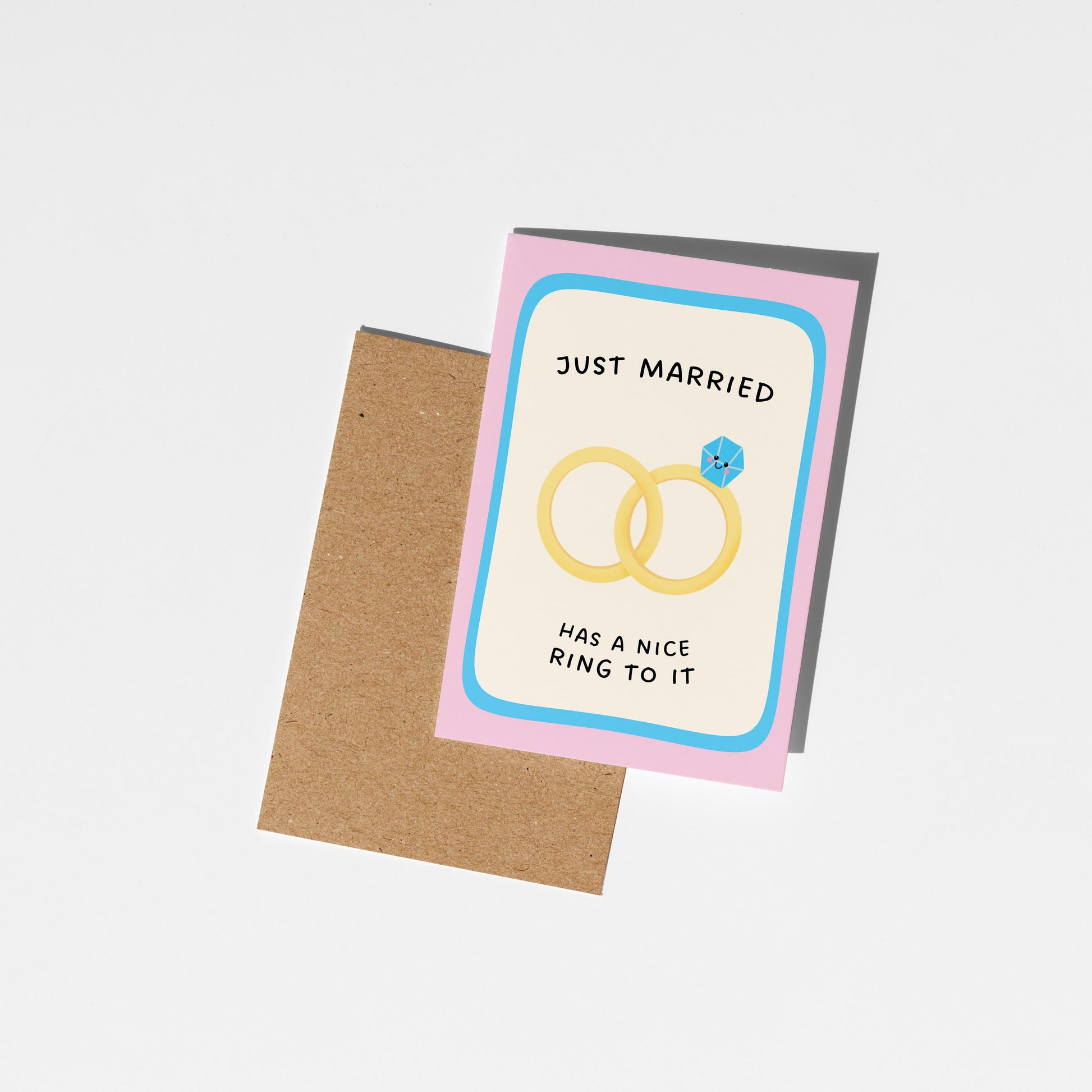 Just Married Card, Congratulations Wedding Card, Newlyweds Ring Card - PulpKo