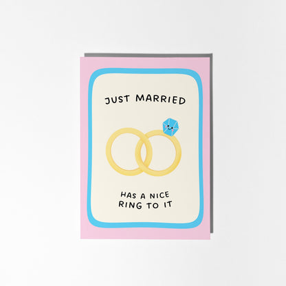 Just Married Card, Congratulations Wedding Card, Newlyweds Ring Card - PulpKo