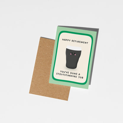 Retirement Congratulations Card, Funny Irish Card, Pint Retirement Card - PulpKo