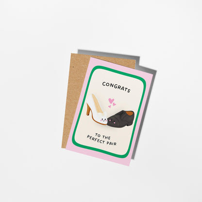 Congratulations Wedding Card, Bride and Groom Card, Cute Wedding Card - PulpKo
