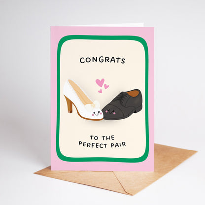Congratulations Wedding Card, Bride and Groom Card, Cute Wedding Card - PulpKo