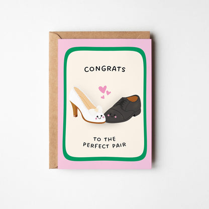 Congratulations Wedding Card, Bride and Groom Card, Cute Wedding Card - PulpKo