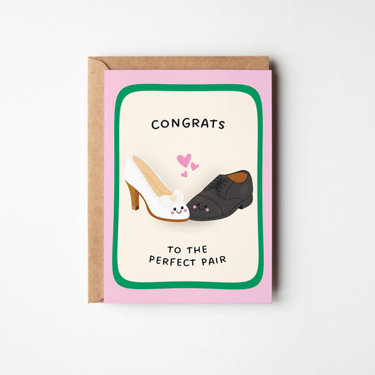 Congratulations Wedding Card, Bride and Groom Card, Cute Wedding Card - PulpKo