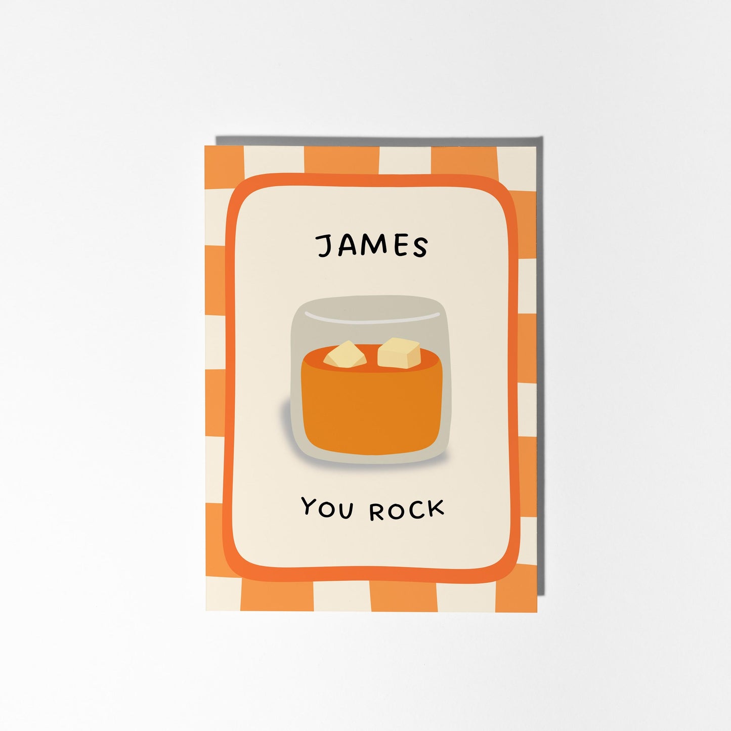 Personalised Whiskey Glass Card, You Rock Card, Custom Name Birthday Card for Him - PulpKo