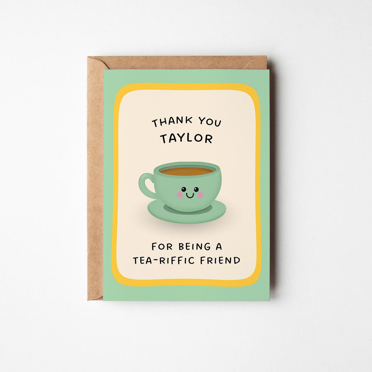 Personalised Thank You Card for Friend, Custom Tea Pun Thank You Card - PulpKo