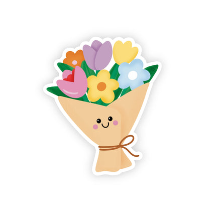 Cute Flower Bouquet Sticker, Kawaii Floral Vinyl Sticker, Thank you Sticker, Laptop Water Bottle Sticker, Flower Lover Gift - PulpKo