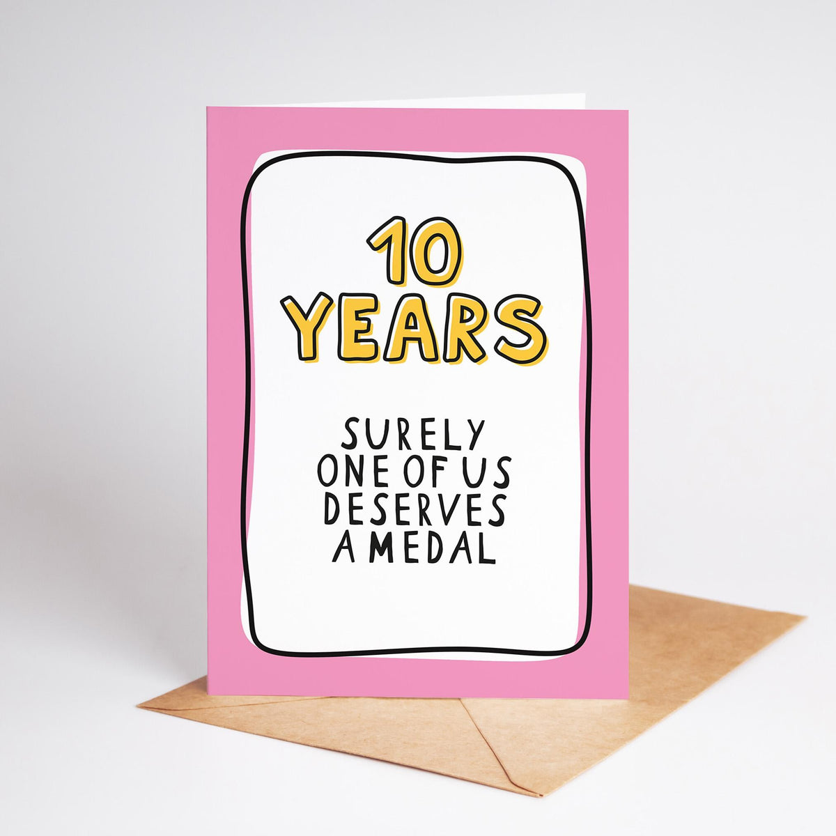 10th Anniversary Card, Funny 10 Year Anniversary Card, Tenth Anniversary Card, Card for Husband Wife Partner, Funny Couple Card - PulpKo