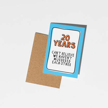 20th Anniversary Card, Funny 20 Year Anniversary Card, 20 Years Together Card, Anniversary Card for Husband Wife Partner, Funny Couple Card - PulpKo