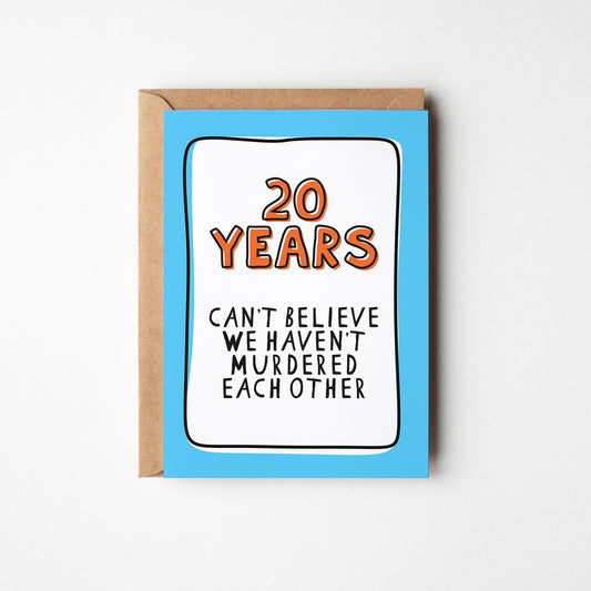 20th Anniversary Card, Funny 20 Year Anniversary Card, 20 Years Together Card, Anniversary Card for Husband Wife Partner, Funny Couple Card - PulpKo
