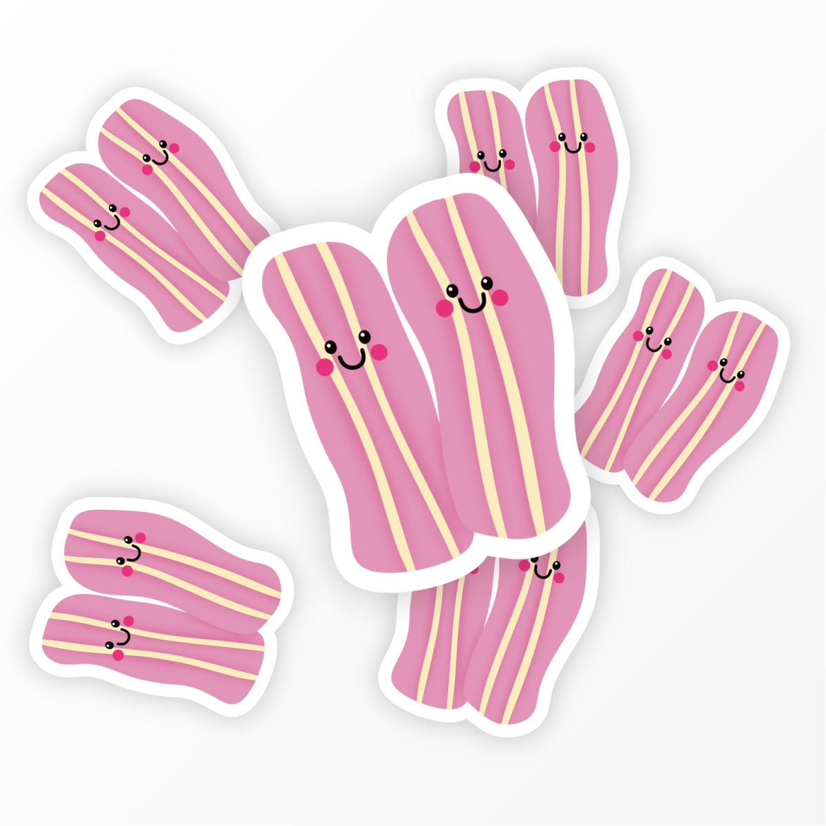 Cute Bacon Sticker, Kawaii Food Vinyl Sticker, Breakfast Stickers, Laptop Water Bottle Sticker - PulpKo