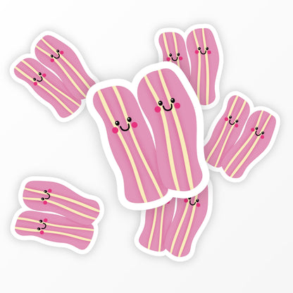 Cute Bacon Sticker, Kawaii Food Vinyl Sticker, Breakfast Stickers, Laptop Water Bottle Sticker - PulpKo