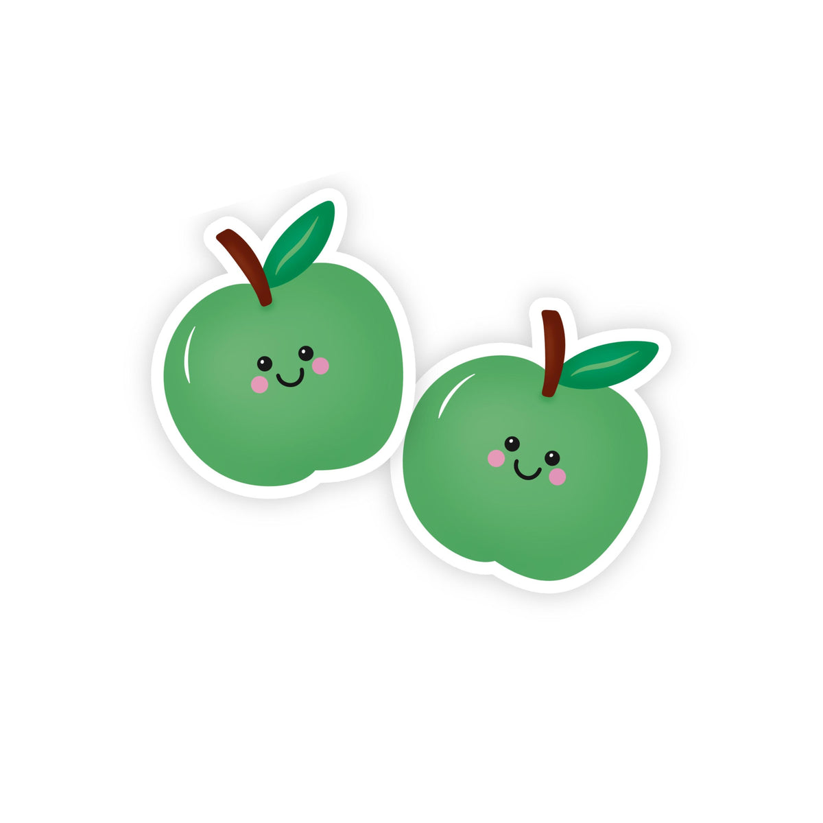 Cute Green Apple Sticker, Kawaii Fruit Vinyl Sticker, Fruit Stickers, Laptop Water Bottle Sticker - PulpKo