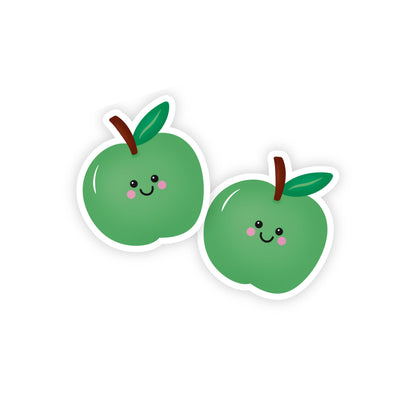 Cute Green Apple Sticker, Kawaii Fruit Vinyl Sticker, Fruit Stickers, Laptop Water Bottle Sticker - PulpKo